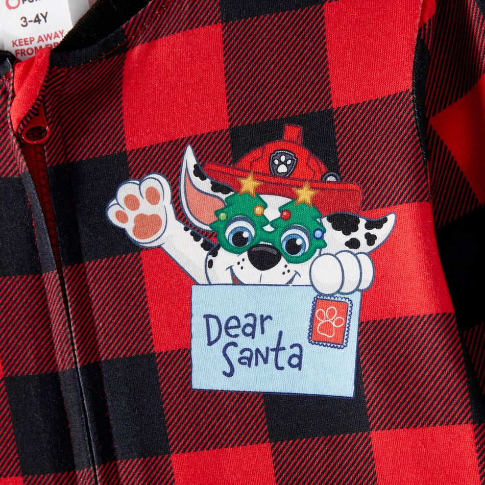 PAW Patrol Family Matching Cartoon Dog Print Christmas Red Plaid Long-sleeve Onesies Pajamas (Flame Resistant) redblack big image 14