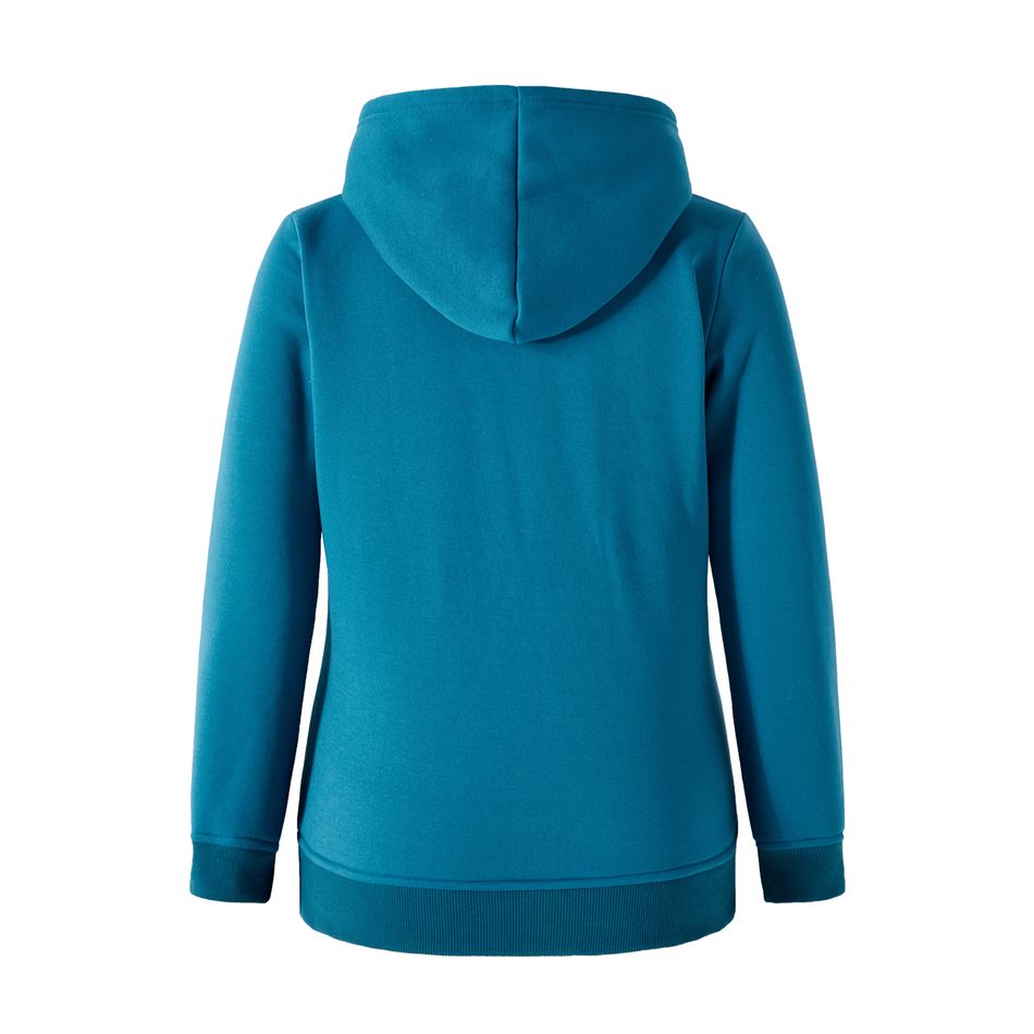 Nursing Fleece Lined Long-sleeve Blue Hooded Sweatshirt Blue big image 4
