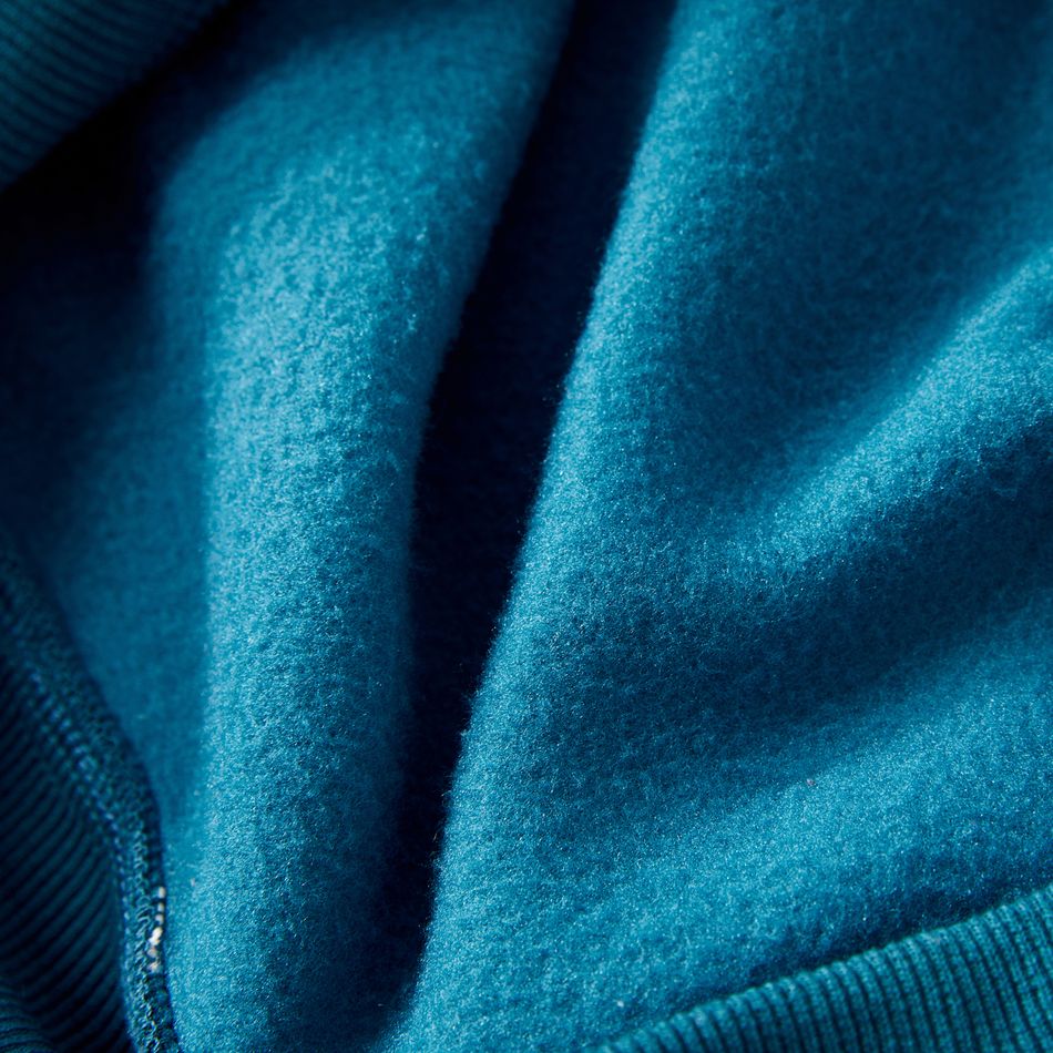 Nursing Fleece Lined Long-sleeve Blue Hooded Sweatshirt Blue big image 2