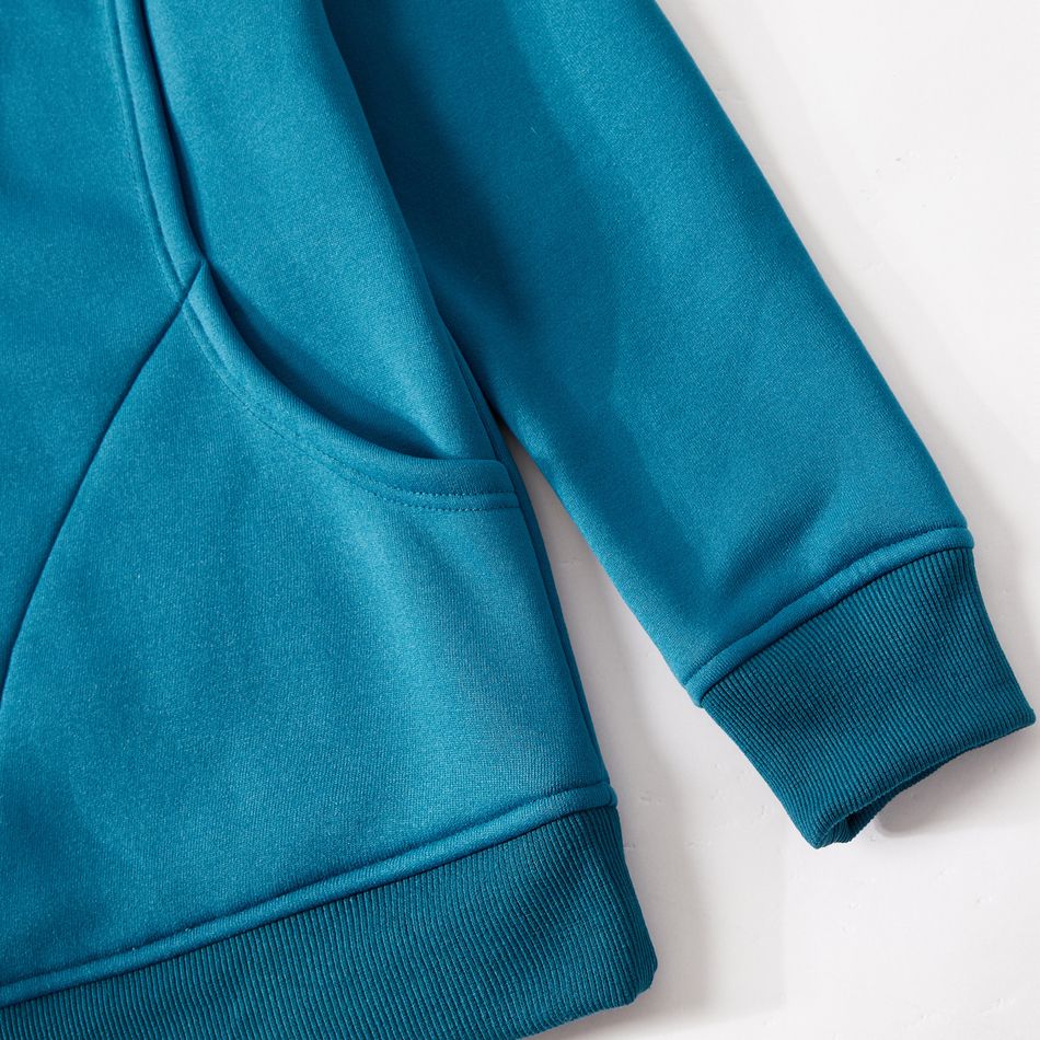 Nursing Fleece Lined Long-sleeve Blue Hooded Sweatshirt Blue big image 5