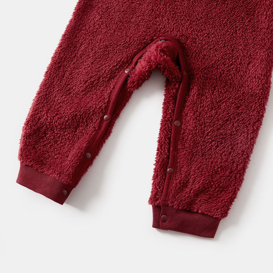 Christmas Deer Embroidered Thermal Fuzzy Long-sleeve Family Matching Sweatshirts Burgundy big image 2