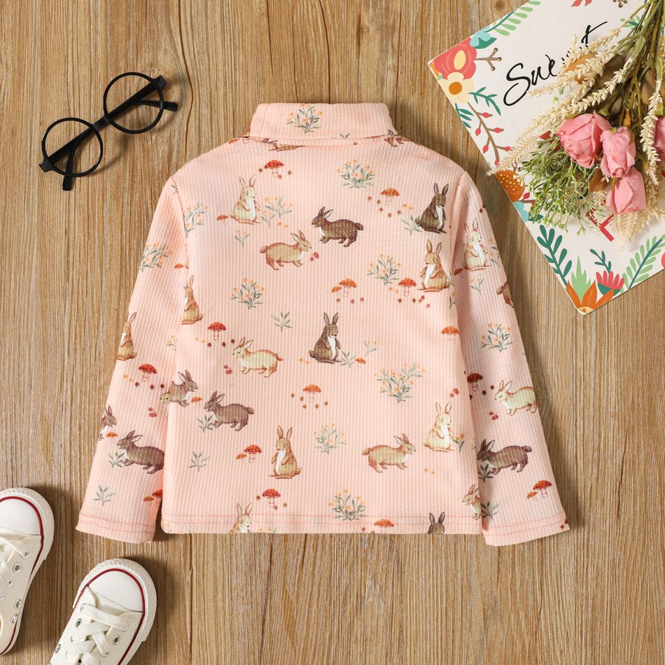 Kleinkinder Mädchen Stehkragen Kindlich Hase Langärmelig T-Shirts Rosa big image 2
