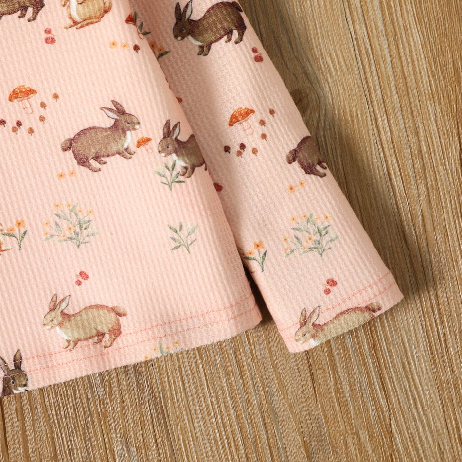 Kleinkinder Mädchen Stehkragen Kindlich Hase Langärmelig T-Shirts Rosa big image 5