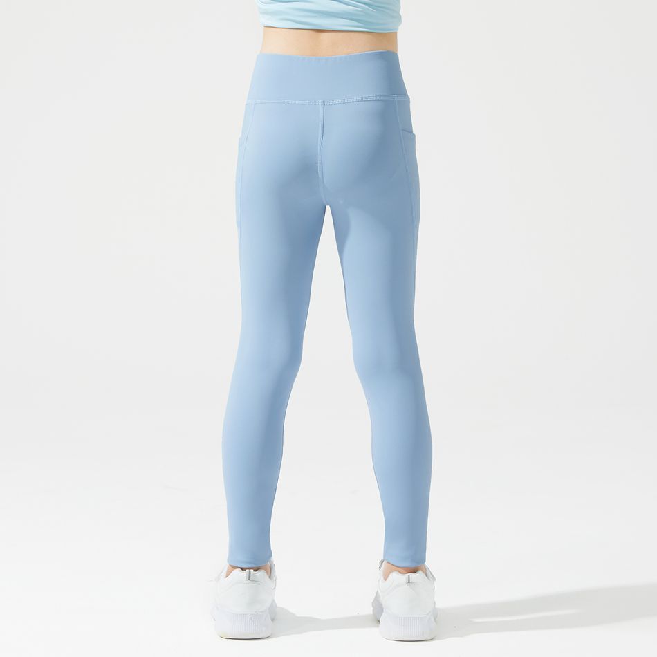 Leggings azuis com bolso lateral de cintura alta para menina activewear Azul big image 2