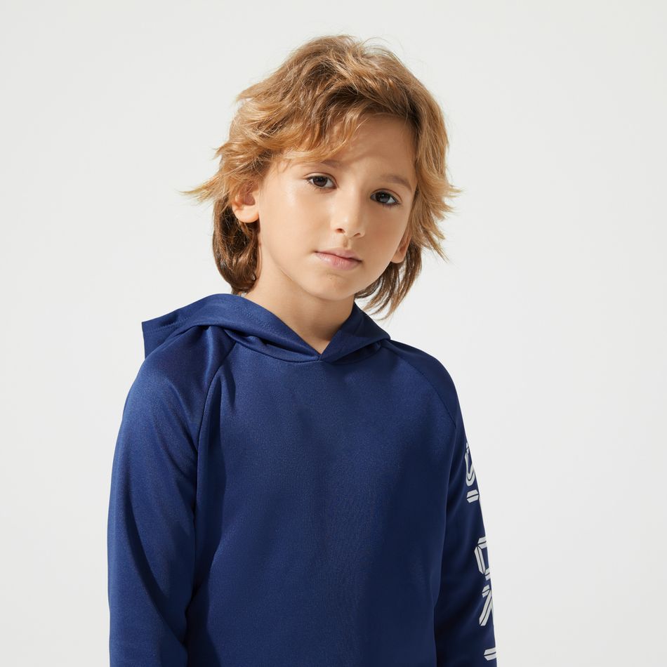 Activewear Kid Boy/Kid Girl Letter Print Raglan Sleeve Hoodie Sweatshirt Blue big image 3