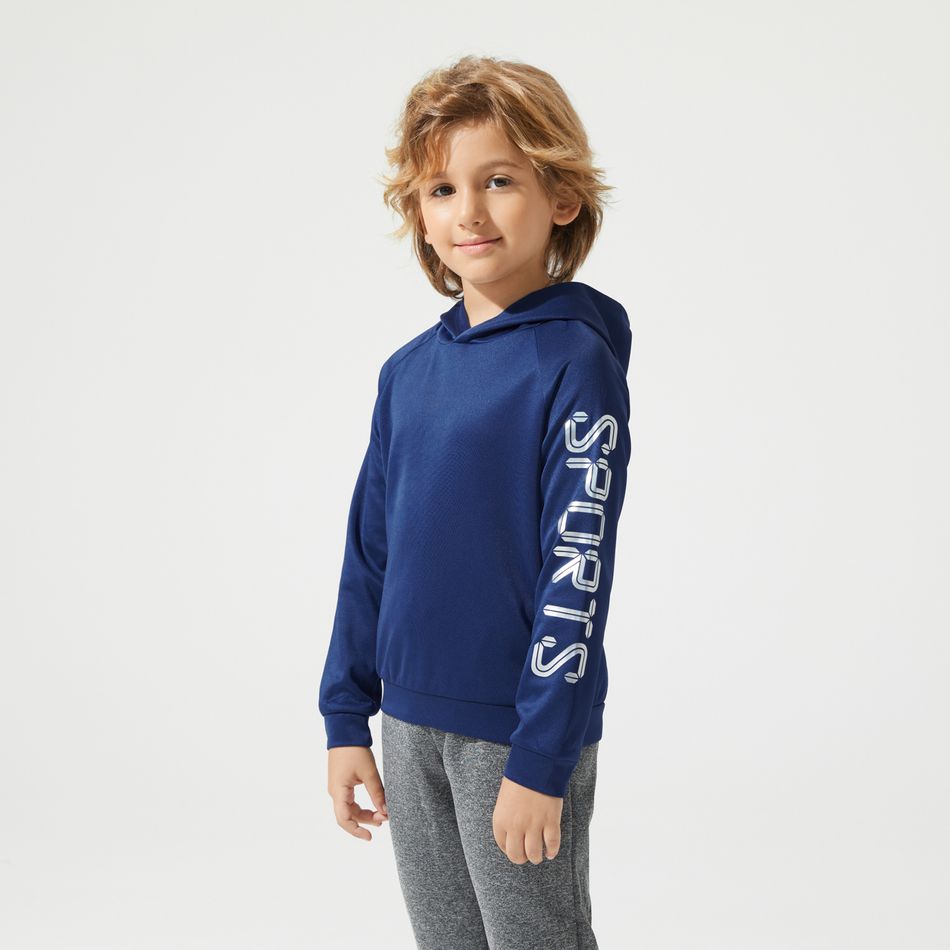 Activewear Kid Boy/Kid Girl Letter Print Raglan Sleeve Hoodie Sweatshirt Blue big image 5