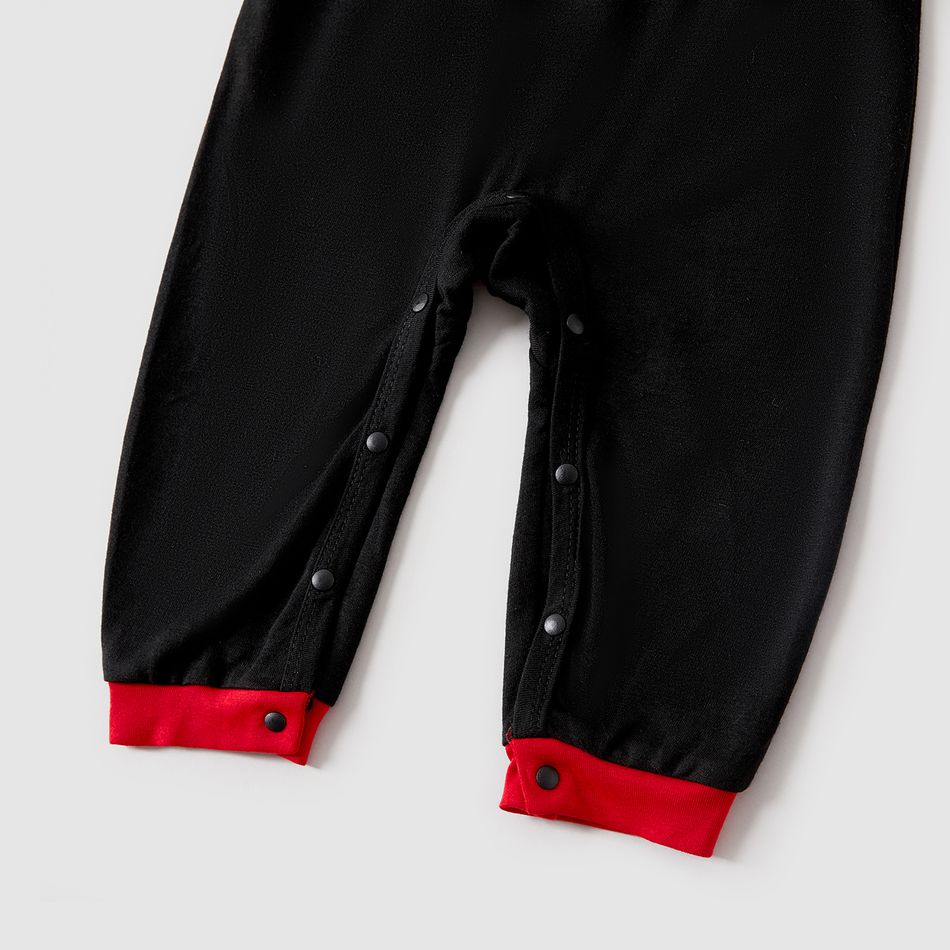Christmas Family Matching Xmas Hat Print Black Long-sleeve Plaid Pajamas Sets (Flame Resistant) Black