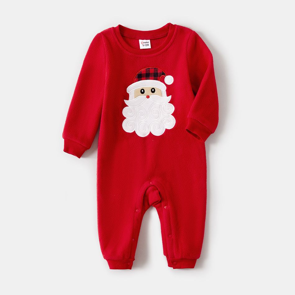 Christmas Santa Claus Embroidered Thickened Polar Fleece Long-sleeve Family Matching Sweatshirts Red big image 8