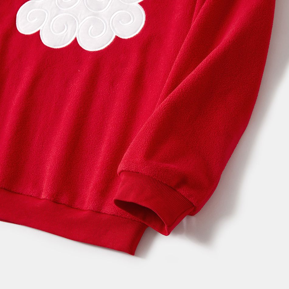 Christmas Santa Claus Embroidered Thickened Polar Fleece Long-sleeve Family Matching Sweatshirts Red big image 7