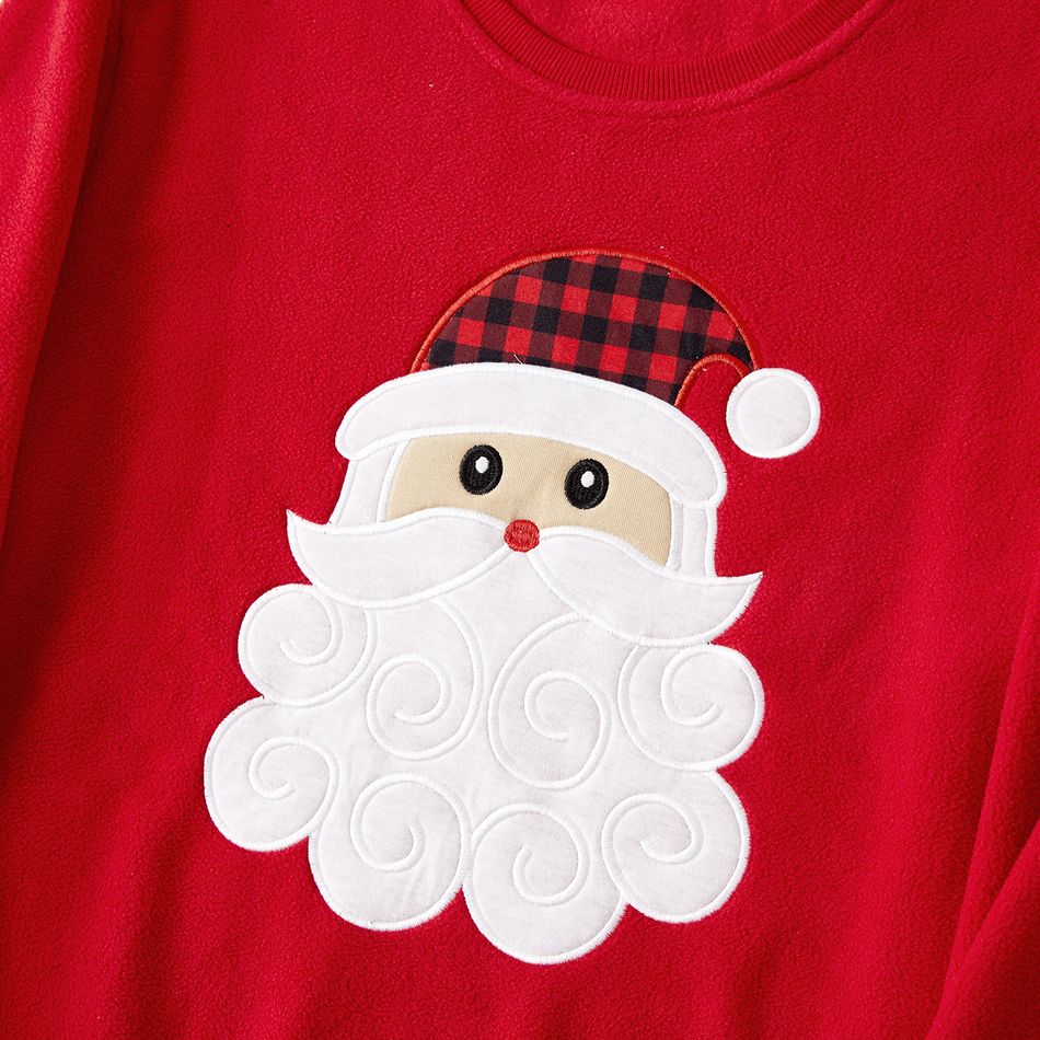 Christmas Santa Claus Embroidered Thickened Polar Fleece Long-sleeve Family Matching Sweatshirts Red big image 6