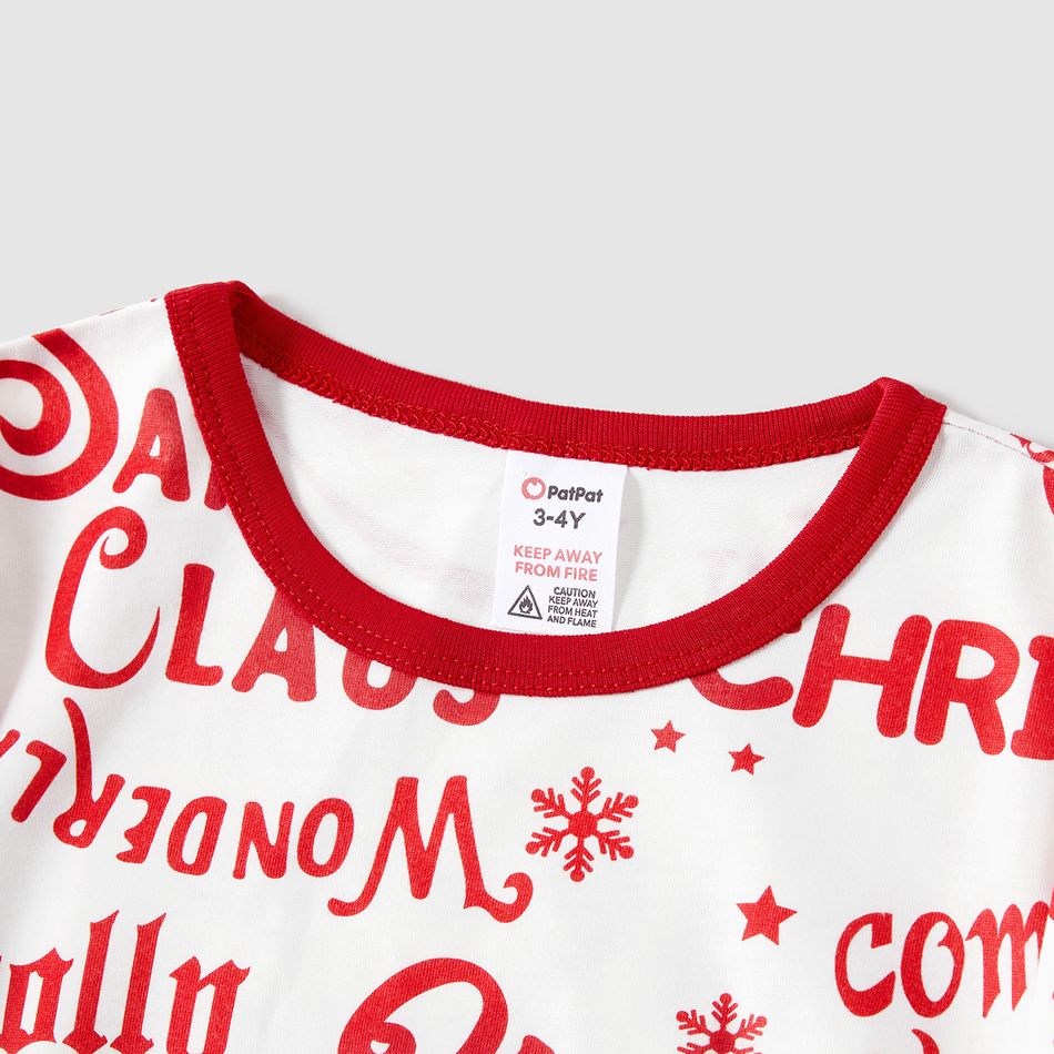 Christmas Family Matching Long-sleeve Letter Print Red Pajamas Sets (Flame Resistant) Red-2 big image 11