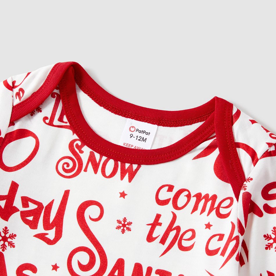 Christmas Family Matching Long-sleeve Letter Print Red Pajamas Sets (Flame Resistant) Red-2 big image 14
