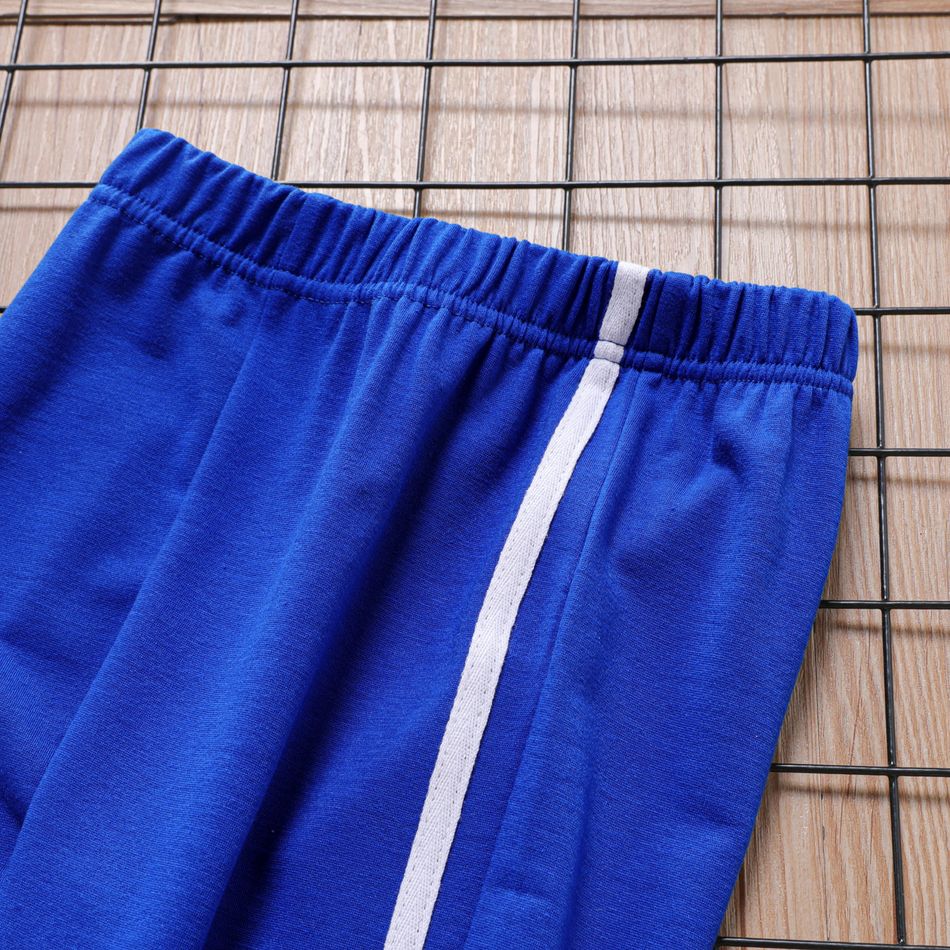 2pcs Kid Boy Tiger Print Hoodie Sweatshirt and Elasticized Pants Set Royal Blue big image 4