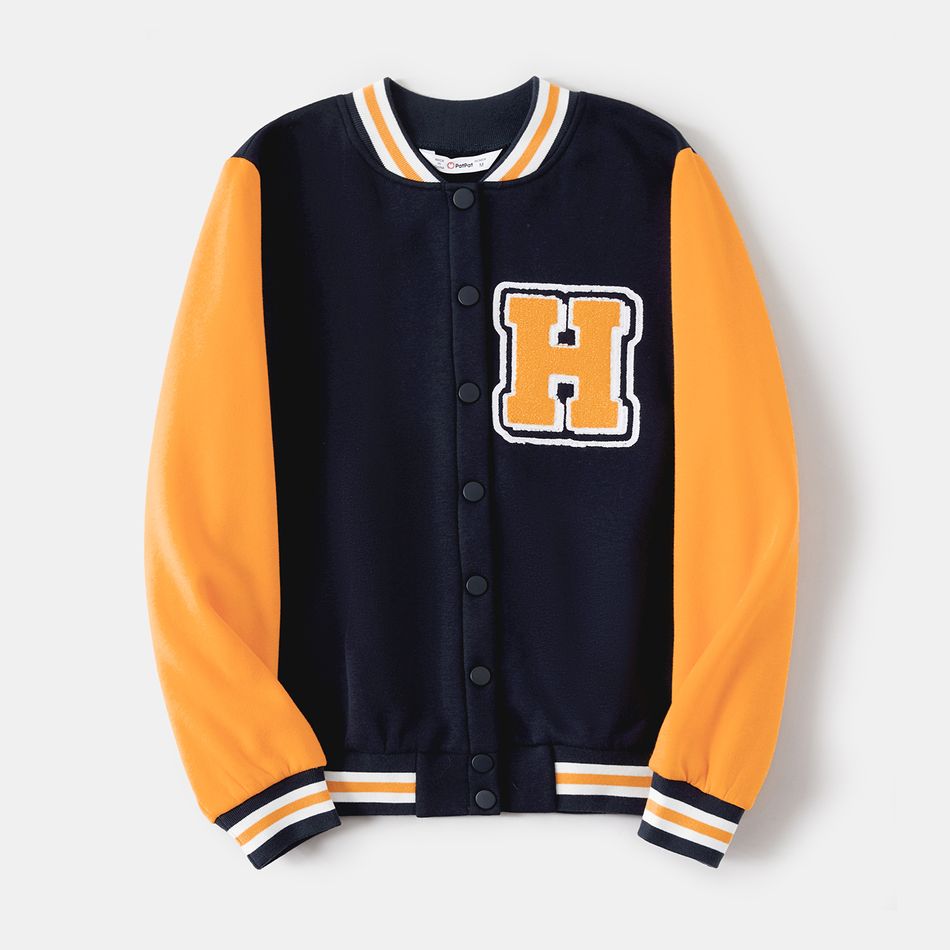 Family Matching Letter Embroidered Colorblock Long-sleeve Bomber Jackets ColorBlock big image 2