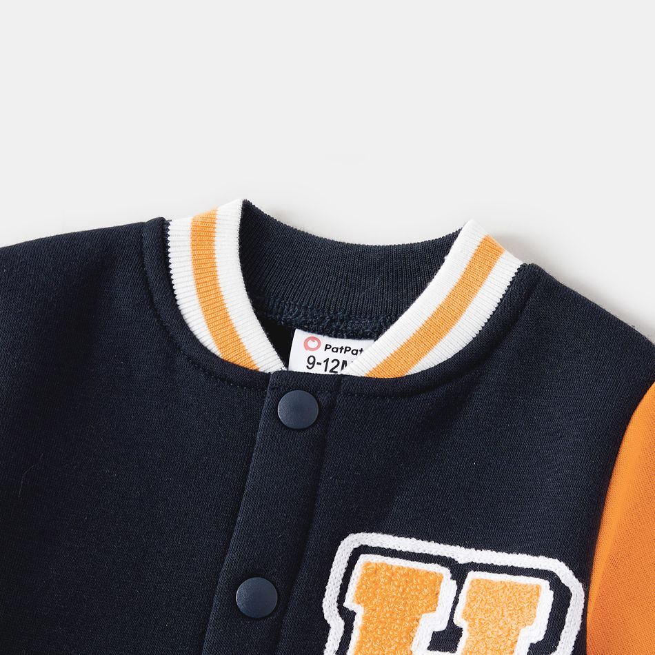 Family Matching Letter Embroidered Colorblock Long-sleeve Bomber Jackets ColorBlock big image 9