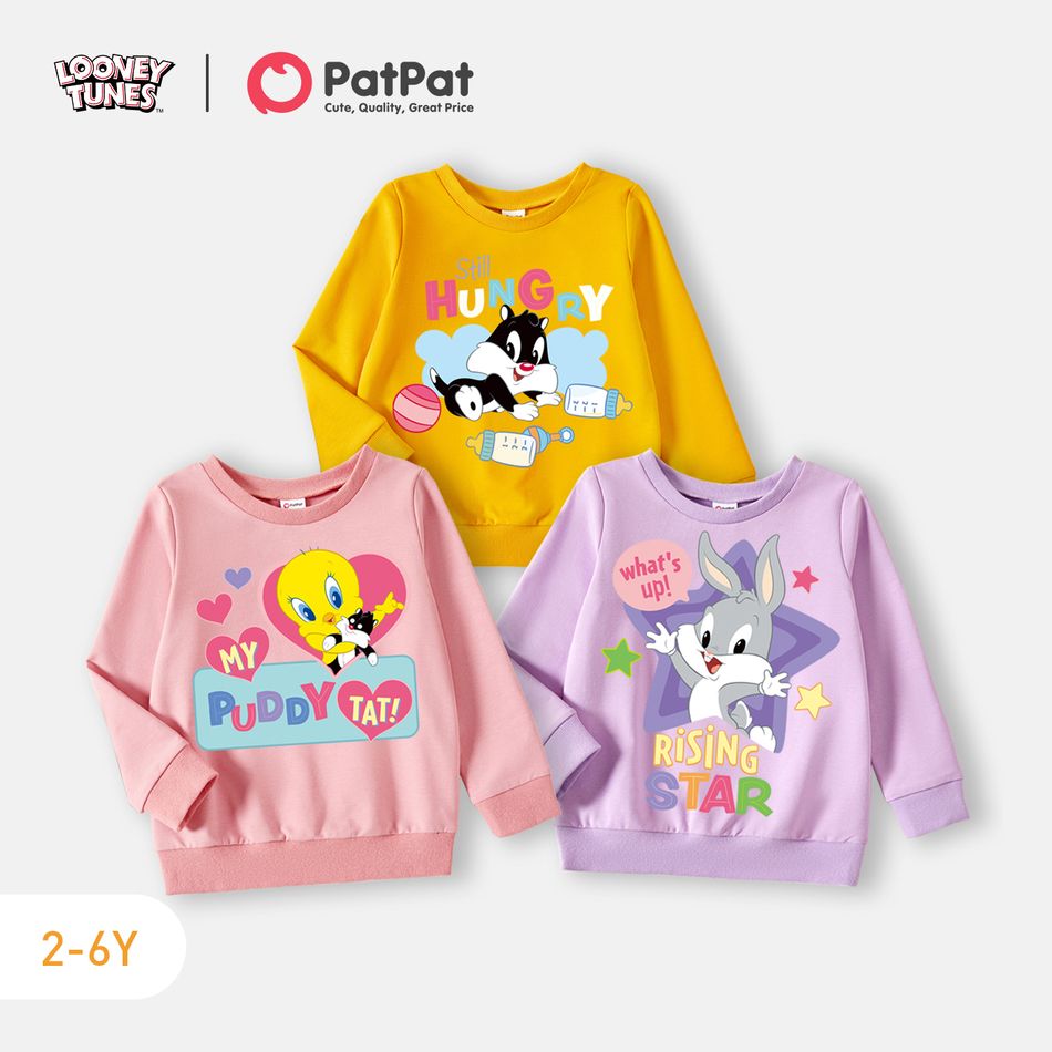 Looney Tune Toddler Girl/Boy 100% Cotton Letter Print Pullover Sweatshirt Pink big image 7
