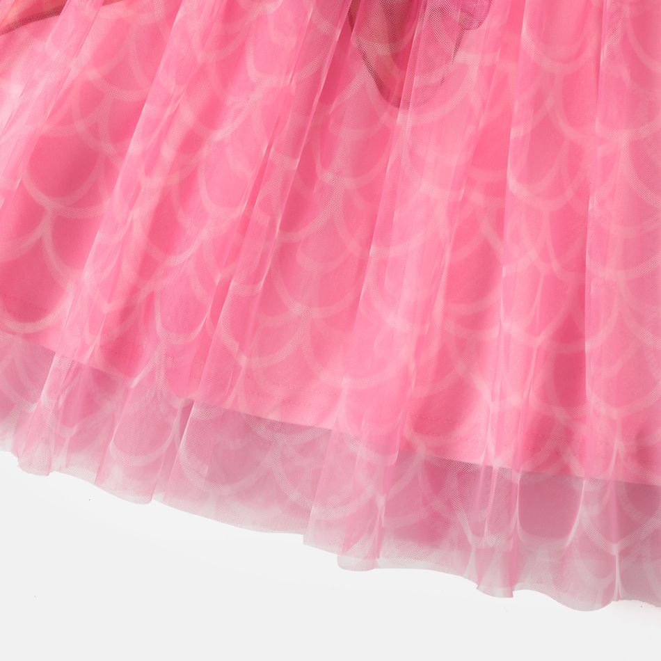 Barbie Toddler Girl Mesh Splice Long-sleeve Dress Pink