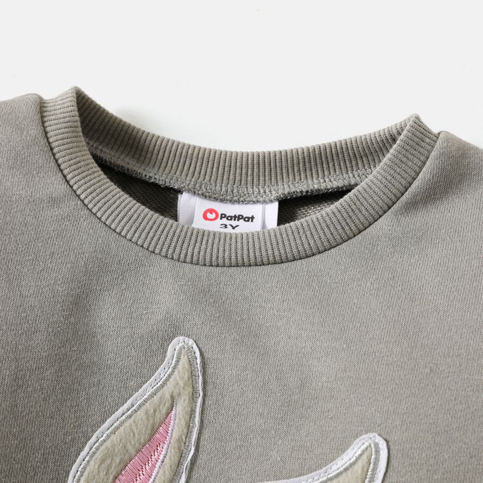 Looney Tunes Toddler Girl/Boy Character Embroidered Colorblock Cotton Sweatshirt Grey big image 3