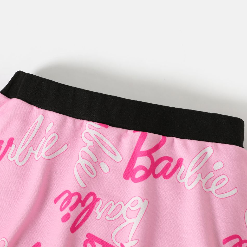 Barbie 2pcs Toddler Girl Allover Print Sweatshirt and Skirt Leggings Set Pink big image 5