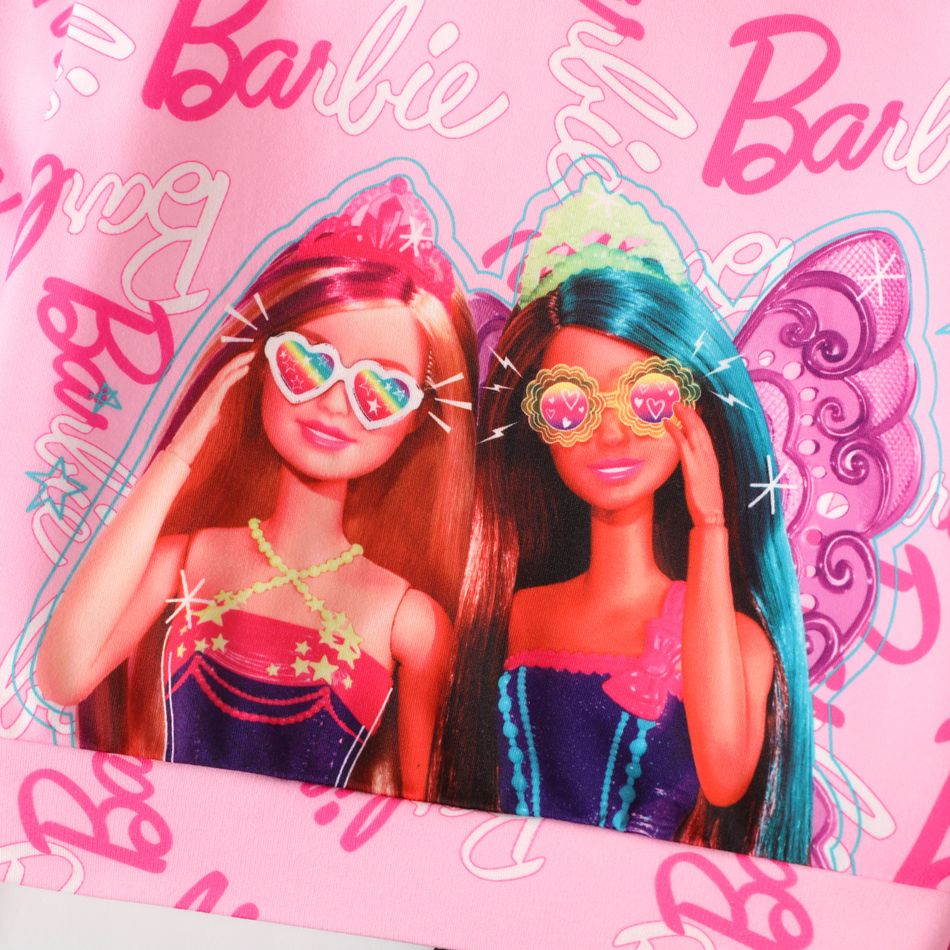 Barbie 2pcs Toddler Girl Allover Print Sweatshirt and Skirt Leggings Set Pink big image 3