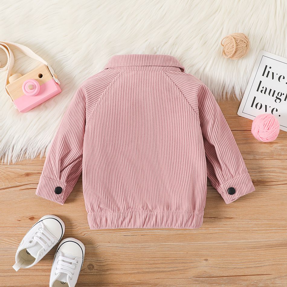 Baby Girl Pink Corduroy Long-sleeve Jacket Pink big image 2
