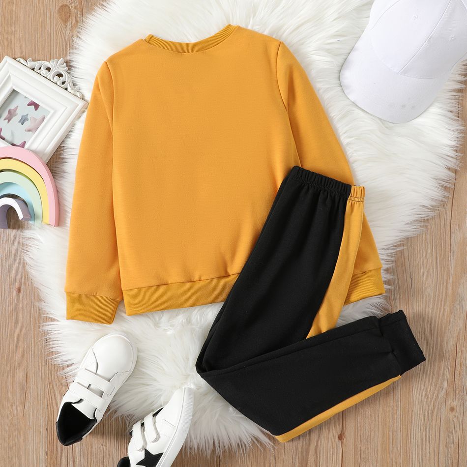 2pcs Kid Girl Unicorn Embroidered Pullover Sweatshirt and Colorblock Pants Set Ginger big image 4
