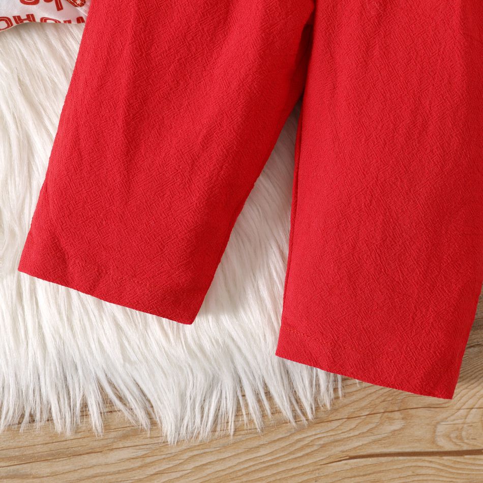 Natal 2 unidades Bebé Menino Lapela Casual Manga comprida Conjunto para bebé Vermelho big image 6