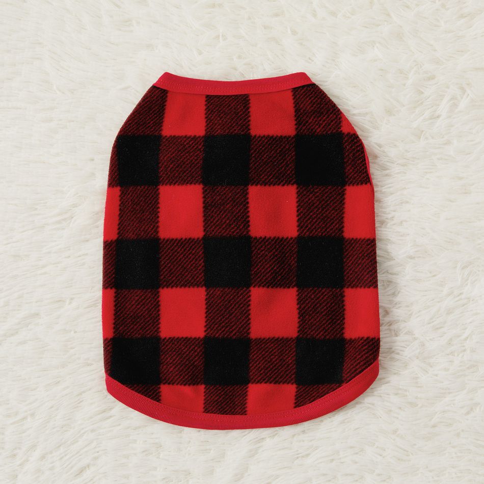 Christmas Family Matching Deer & Letter Embroidered Thickened Polar Fleece Long-sleeve Red Plaid Pajamas Sets (Flame Resistant) redblack big image 15