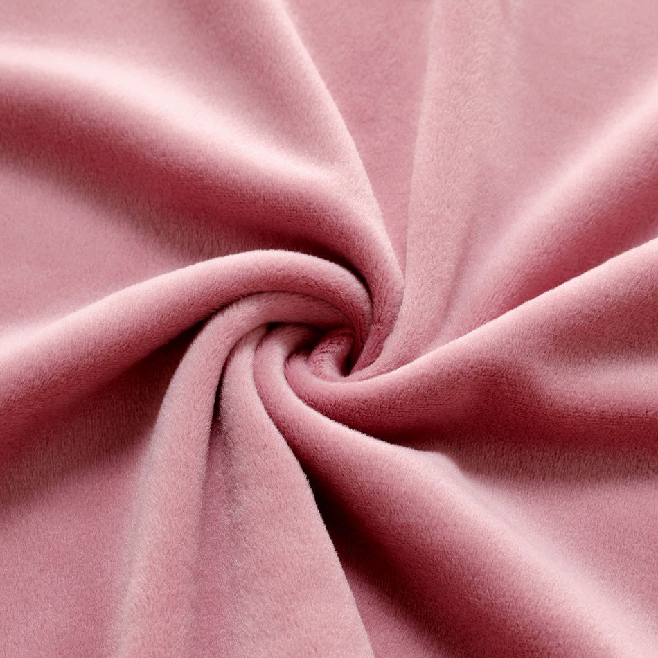 Kid Girl 3D Bowknot Design Mock Neck Solid Color Long-sleeve Dress Pink