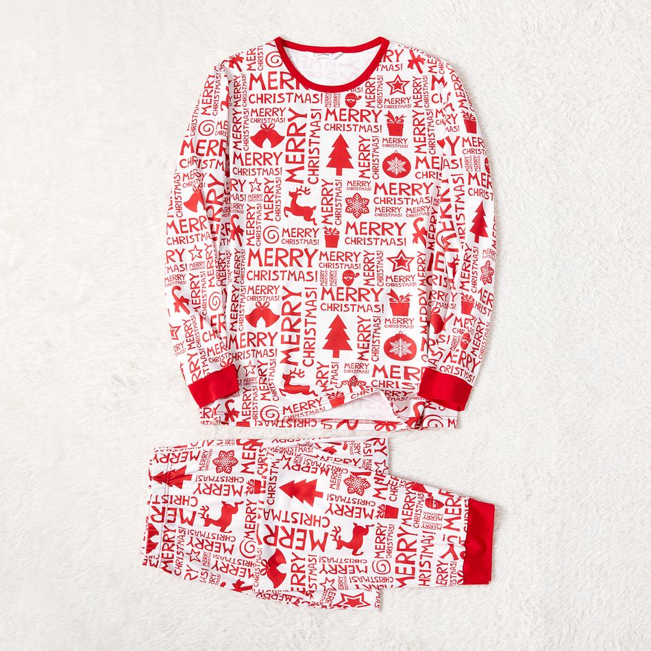 Christmas Family Matching Allover Print Red Long-sleeve Pajamas Sets (Flame Resistant) REDWHITE big image 5
