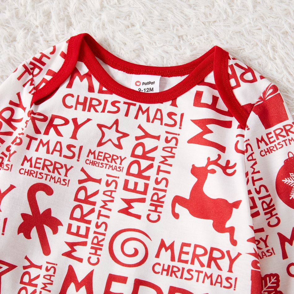 Christmas Family Matching Allover Print Red Long-sleeve Pajamas Sets (Flame Resistant) REDWHITE big image 8