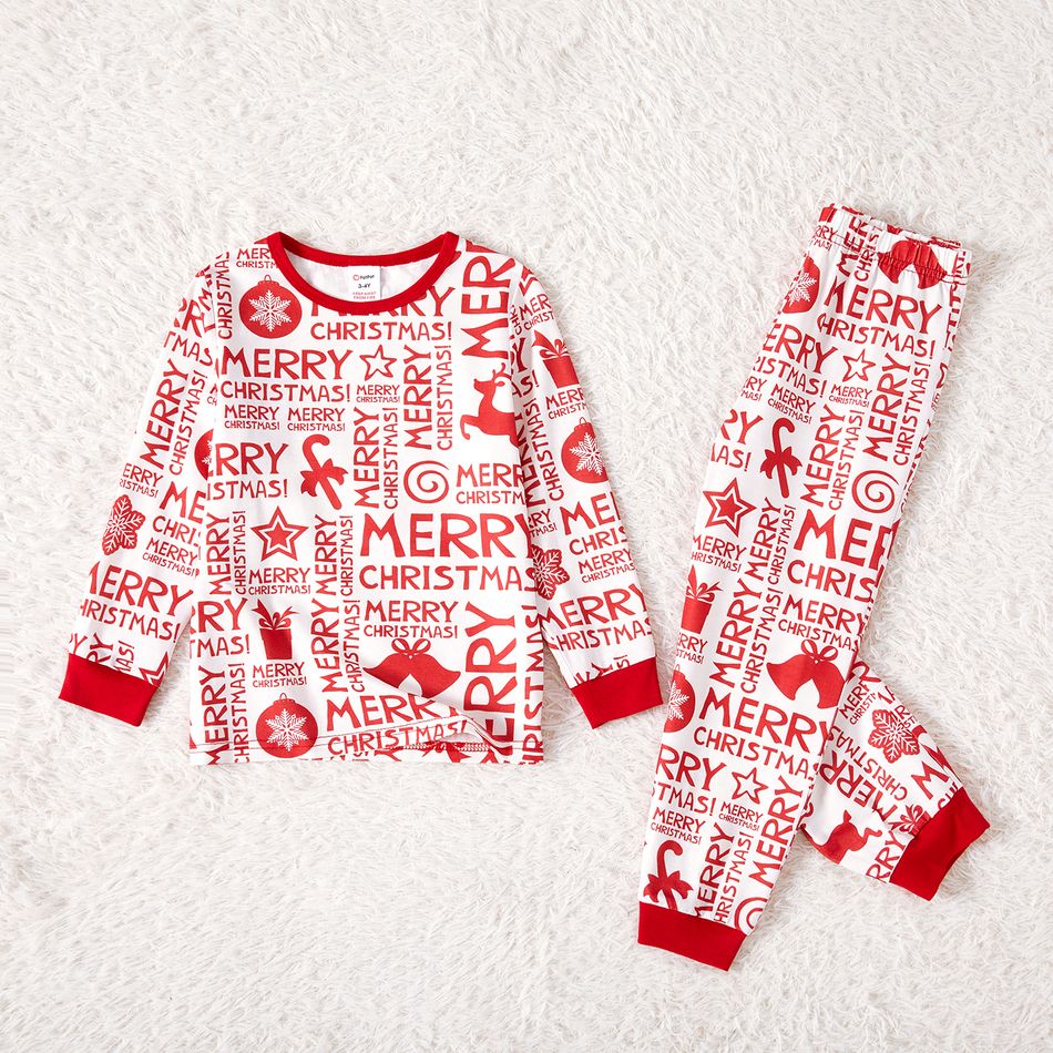 Christmas Family Matching Allover Print Red Long-sleeve Pajamas Sets (Flame Resistant) REDWHITE big image 6