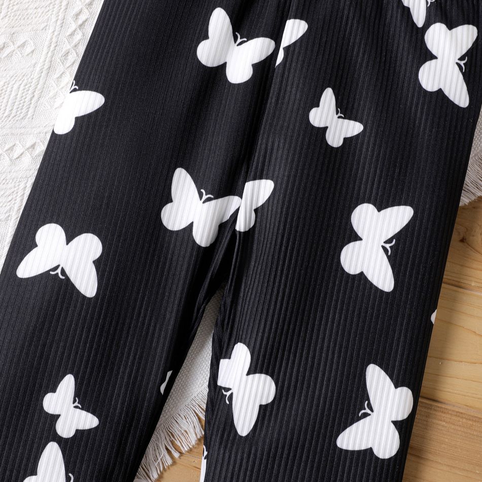 jaqueta canelada elástica com estampa de borboleta para menina Preto big image 4