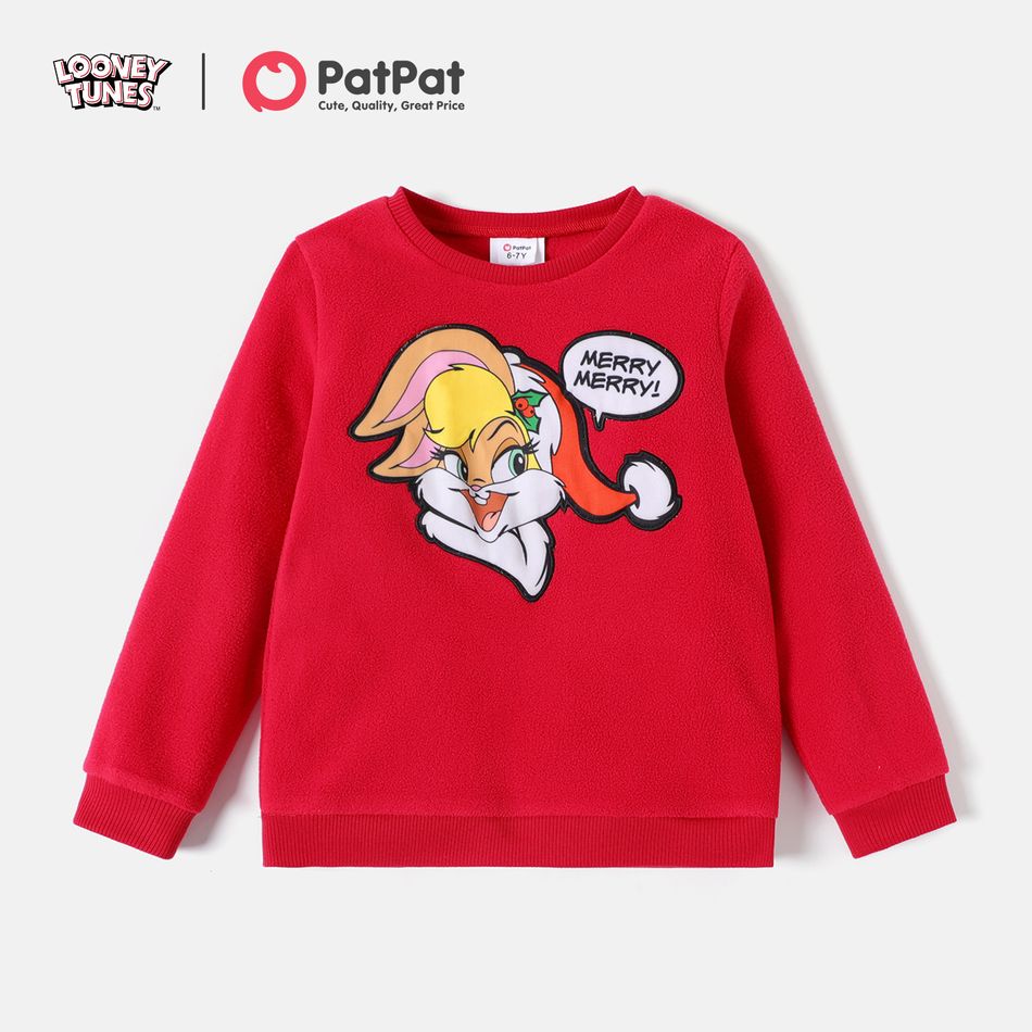 Looney Tunes Kid Girl/Boy Christmas Cotton Polarfleece Pullover Sweatshirt Red-2