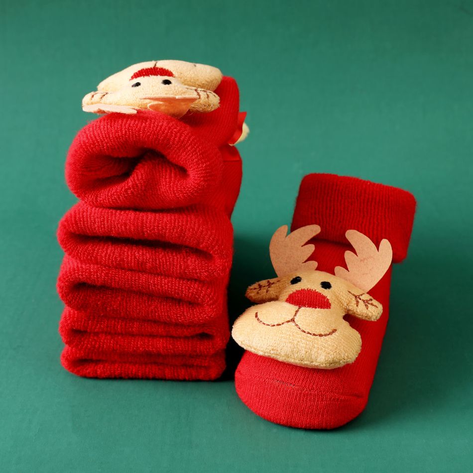 1 Pair Baby / Toddler Christmas 3D Cartoon Decor Non-slip Socks Yellow big image 7