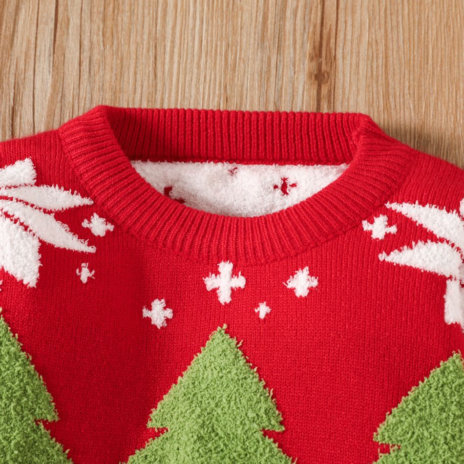Toddler Boy/Girl Christmas Pattern Fleece Sweater Red big image 3