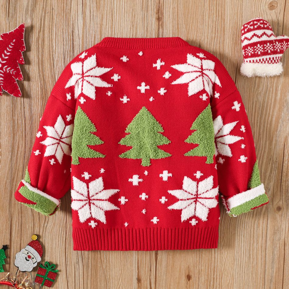 Toddler Boy/Girl Christmas Pattern Fleece Sweater Red big image 2