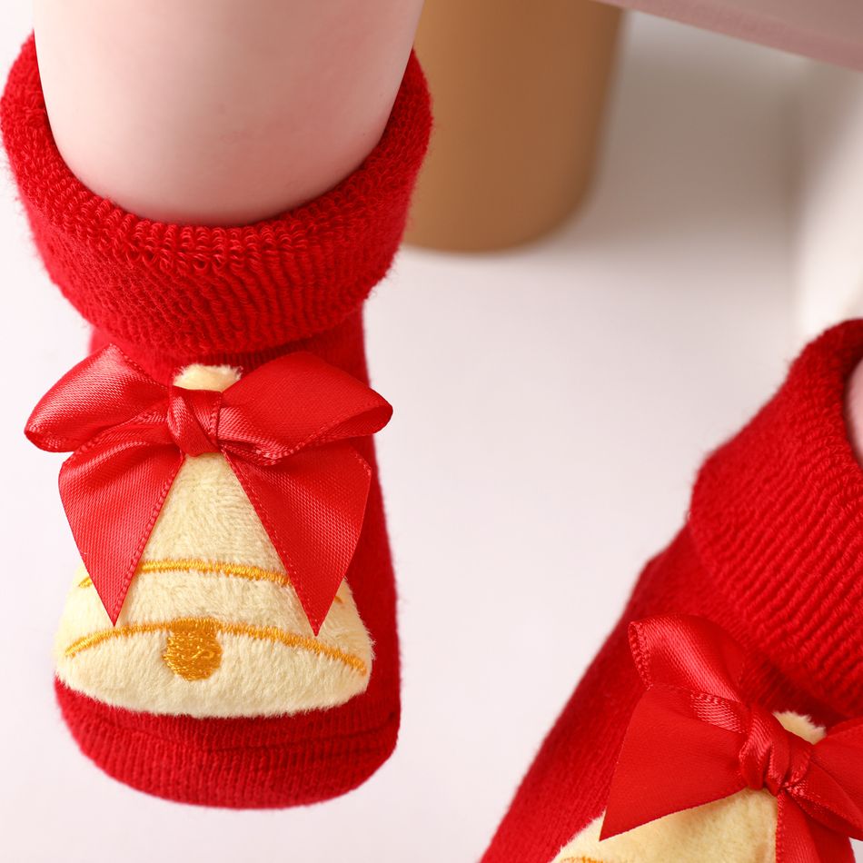 1 Pair Baby / Toddler Christmas 3D Cartoon Decor Non-slip Socks Yellow big image 3