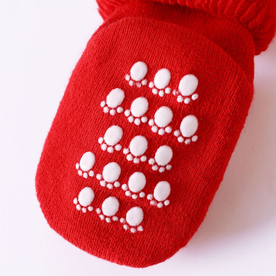 1 Paar Baby-/Kleinkind-Weihnachts-3D-Cartoon-Dekor, rutschfeste Socken rot big image 3