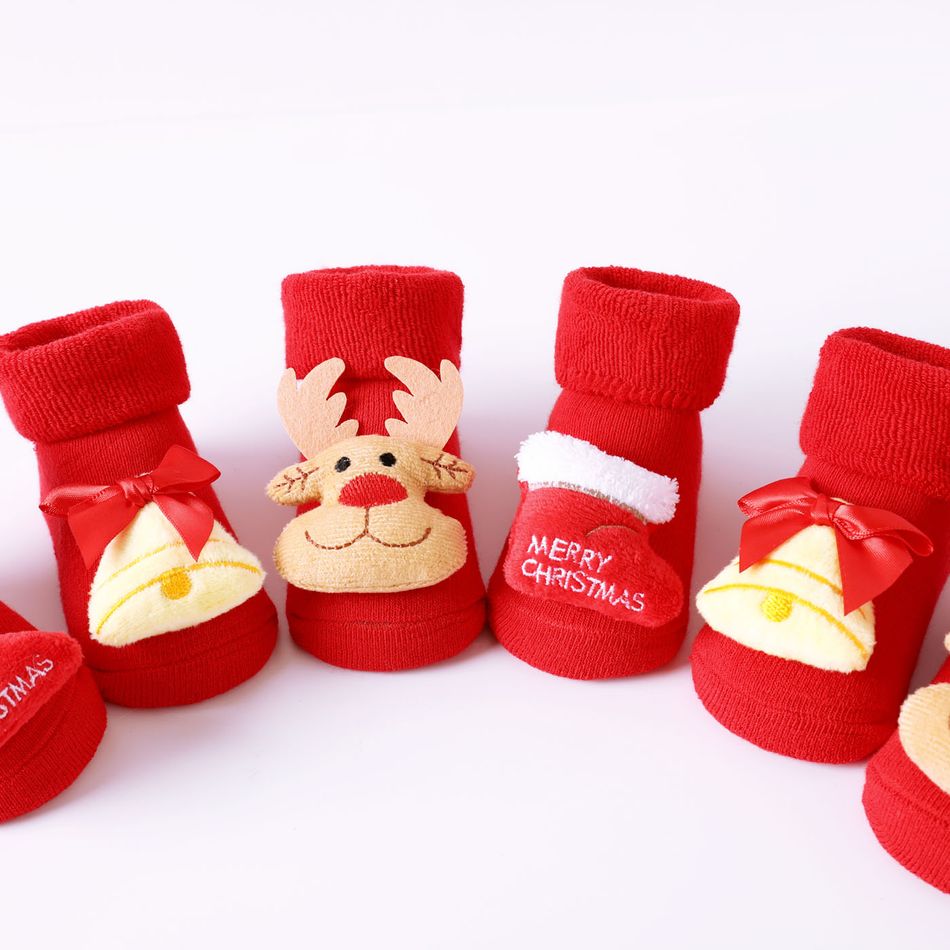 1 Pair Baby / Toddler Christmas 3D Cartoon Decor Non-slip Socks Yellow big image 8