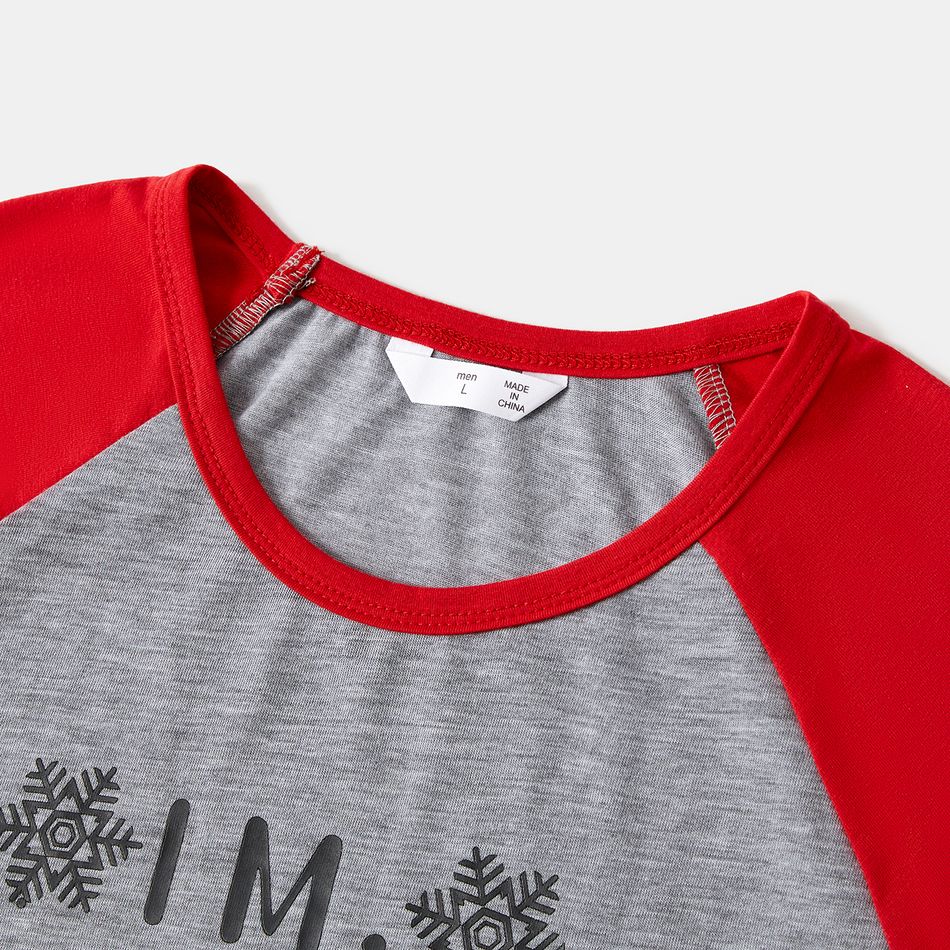 Christmas Family Matching Short-sleeve Snowman & Letter Print Pajamas Sets (Flame Resistant) Black big image 7