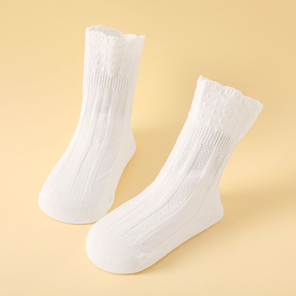 Baby Solid Non-slip Crew Socks White big image 2