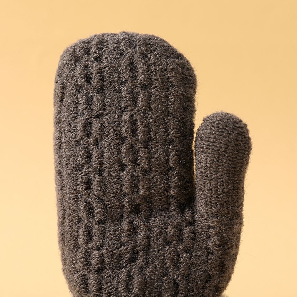 Toddler Plush Mittens with String Grey