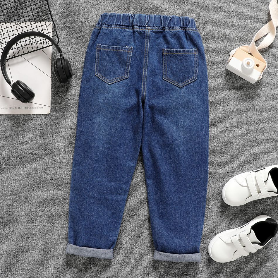 Kid Boy Casual Elasticized Cotton Denim Jeans Blue big image 2
