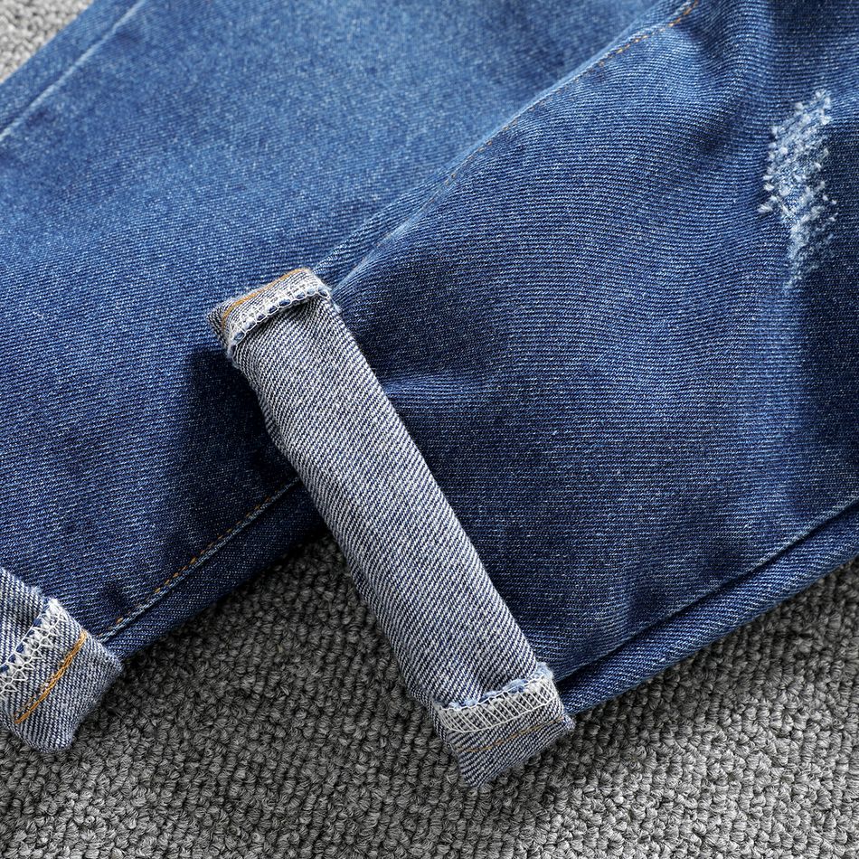 Kid Boy Casual Elasticized Cotton Denim Jeans Blue big image 5
