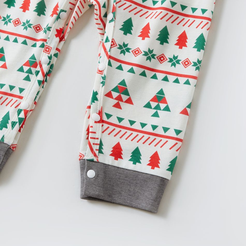 Christmas Family Matching Allover Xmas Tree Print Long-sleeve Pajamas Sets (Flame Resistant) White big image 14