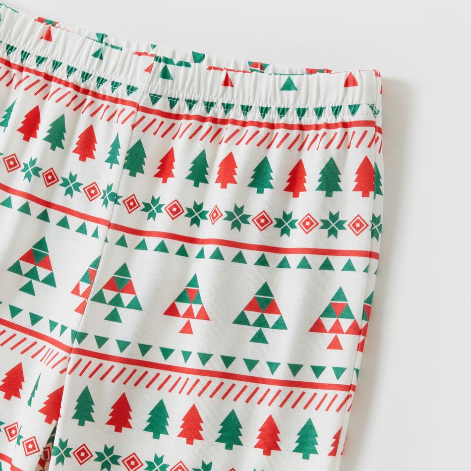 Christmas Family Matching Allover Xmas Tree Print Long-sleeve Pajamas Sets (Flame Resistant) White big image 8