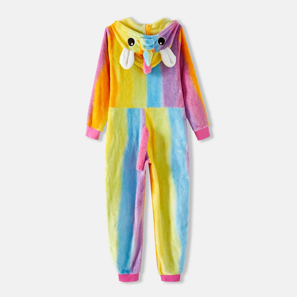 Family Matching Unicorn Design Hooded Long-sleeve Colorful Thickened Coral Fleece Onesies Pajamas (Flame Resistant) Colorful big image 8