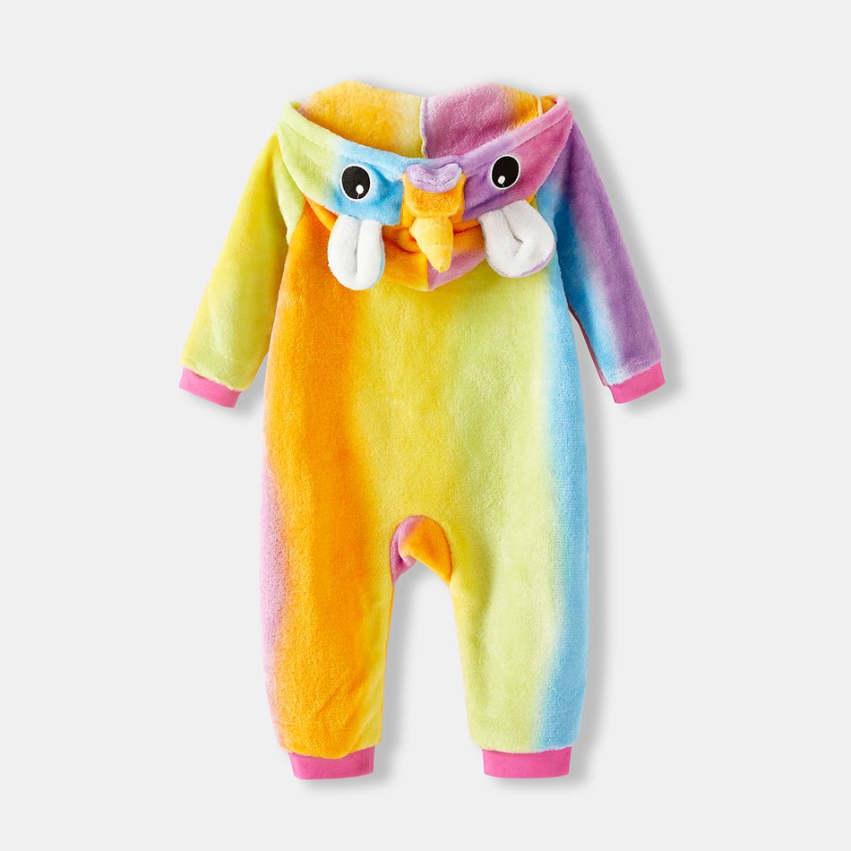 Family Matching Unicorn Design Hooded Long-sleeve Colorful Thickened Coral Fleece Onesies Pajamas (Flame Resistant) Colorful big image 20
