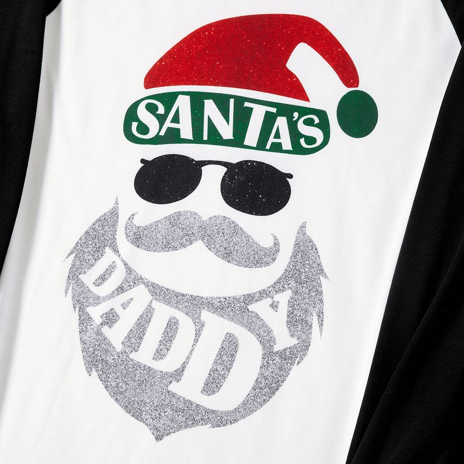 Christmas Family Matching Santa Claus Print Raglan-sleeve Plaid Pajamas Sets (Flame Resistant) redblack big image 4